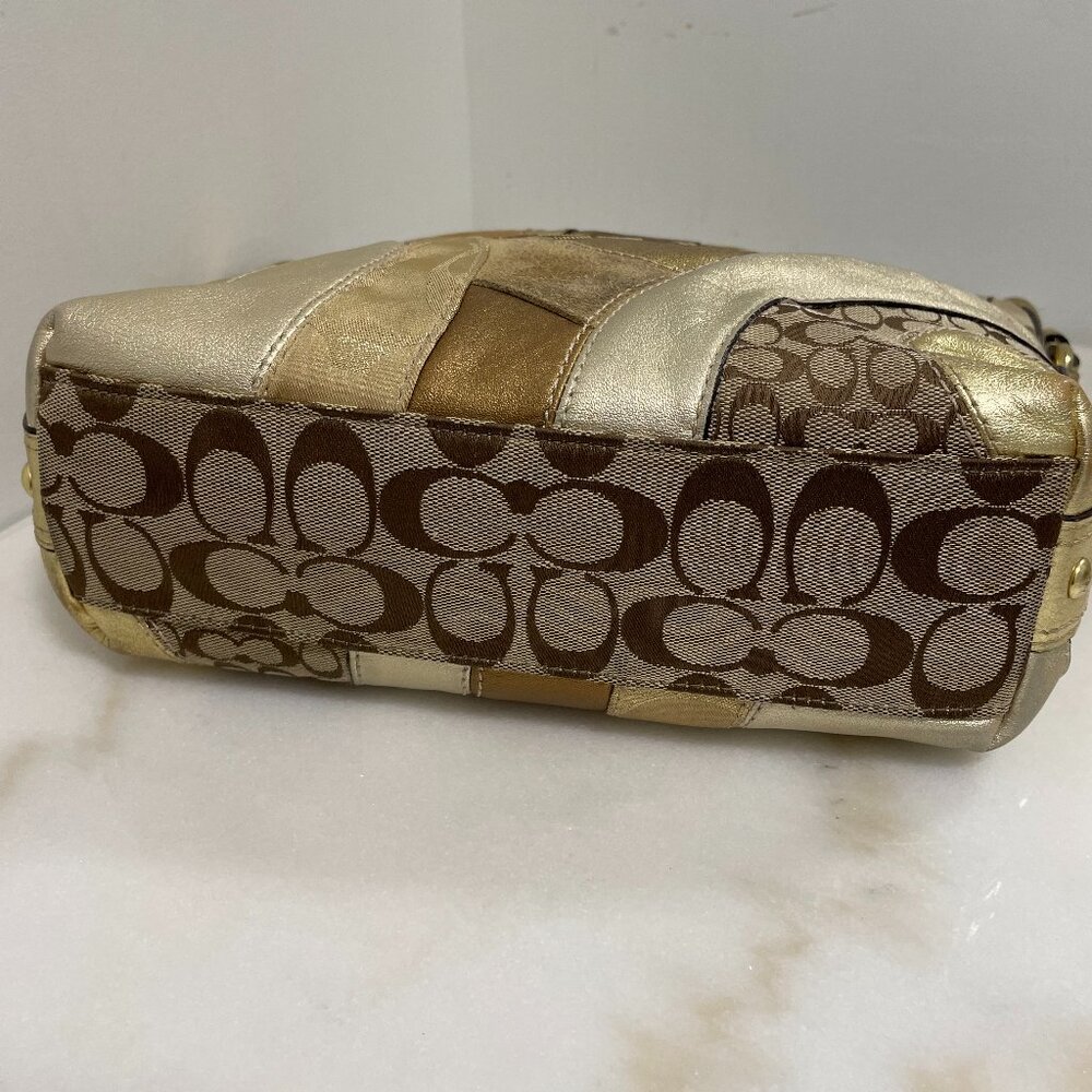 Coach Carly Gold Patchwork Shoulder Bag F14005 EUC - Picture 4 of 15